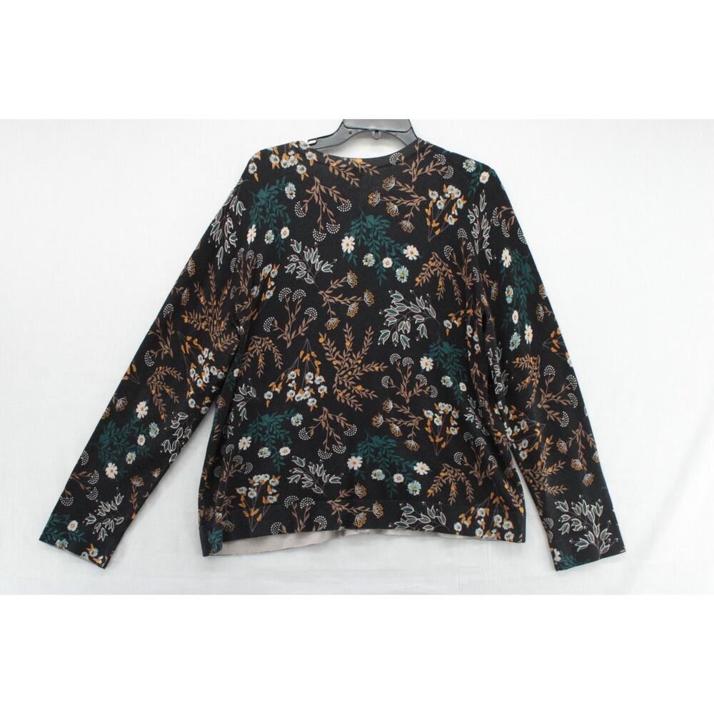 Charter Club Cardigan Women's XXL Floral Bling Sparkles Long Sleeve Button Up